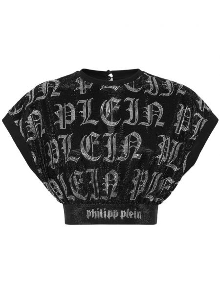 Bluzka z kryształkami Philipp Plein czarna