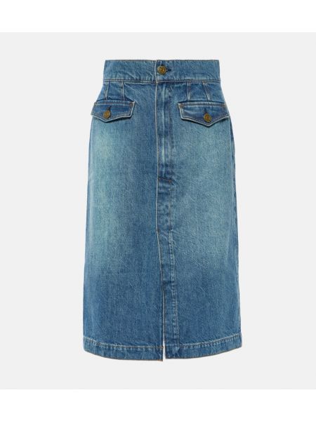 Джинсовая юбка с высокой талией Frame синяя