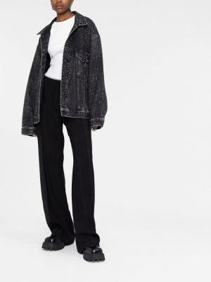 Veste en jean à imprimé oversize en cristal Balenciaga noir