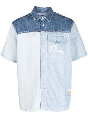 Rifľová košeľa s výšivkou Evisu modrá