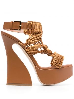 Sandale din piele cu platformă Alberta Ferretti maro