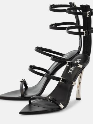 Кожени сандали Versace черно
