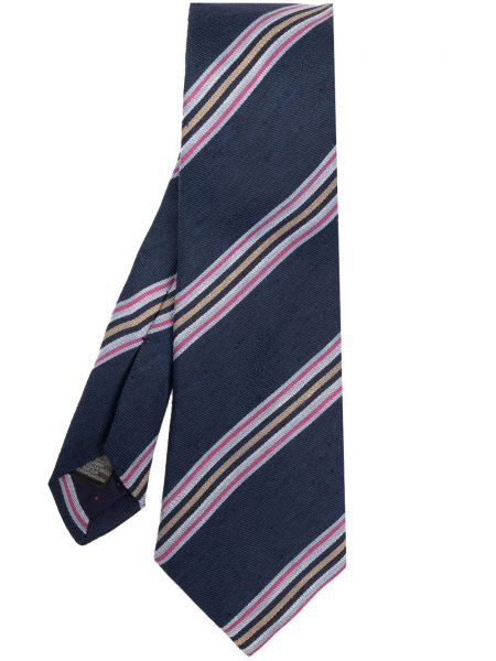 Cravate en lin à rayures Paul Smith bleu