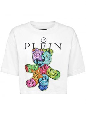 Bavlnené tričko s potlačou Philipp Plein biela