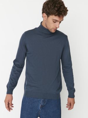Пуловер с висока яка Trendyol синьо