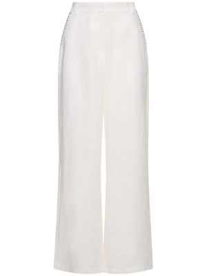 Pantalones rectos de lino Marysia blanco