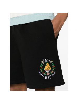 Pantalones cortos con bordado de algodón de tela jersey Casablanca negro