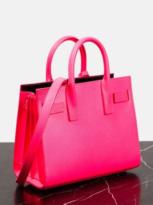 Кожени шопинг чанта Saint Laurent розово
