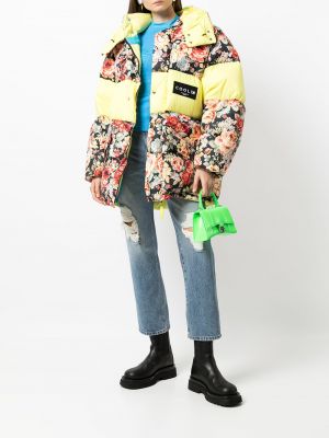 Květinová péřová bunda s potiskem Cool Tm žlutá
