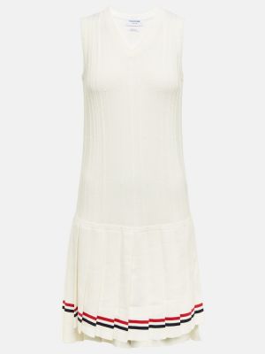 Bavlněné mini šaty Thom Browne - bílá