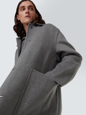 Palton de lână din cașmir Ami Paris gri