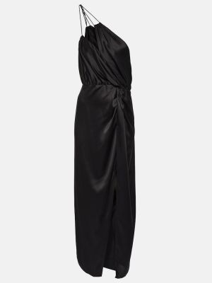 Robe mi-longue en soie asymétrique The Sei noir