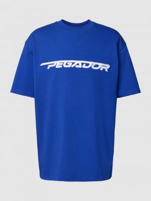 Koszulka bawełniana z nadrukiem oversize Pegador niebieska