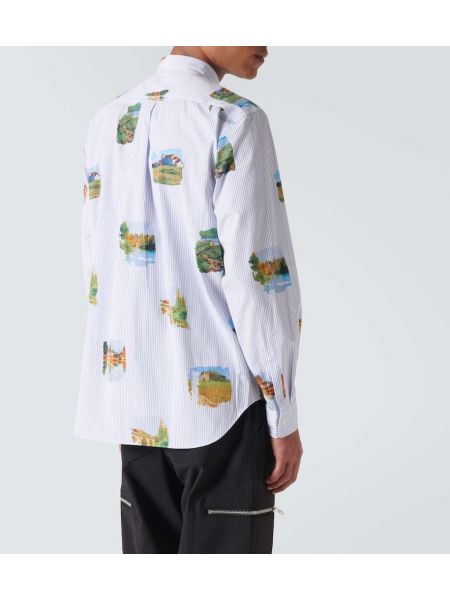 Pruhovaná bavlnená košeľa s potlačou Comme Des Garçons Homme Deux biela