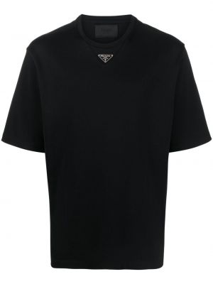 Bavlněné tričko Prada černé