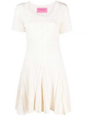 Dzianinowa sukienka bawełniana z lyocellu Viktor & Rolf biała
