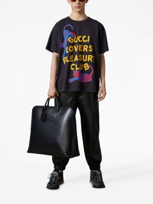 Raštuotas medvilninis marškinėliai Gucci juoda