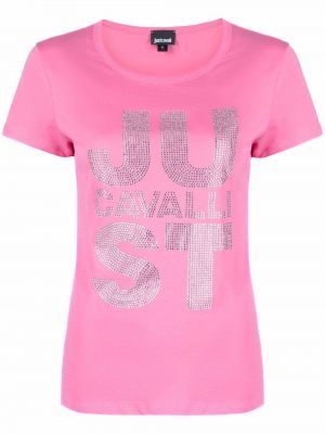 Pigget bomull t-skjorte Just Cavalli rosa