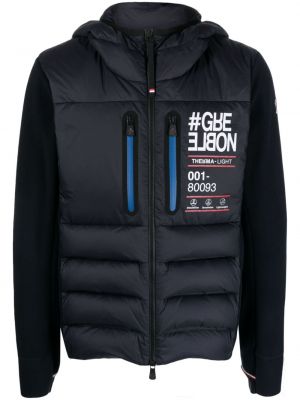 Stepēta dūnu jaka ar kapuci ar apdruku Moncler Grenoble zils