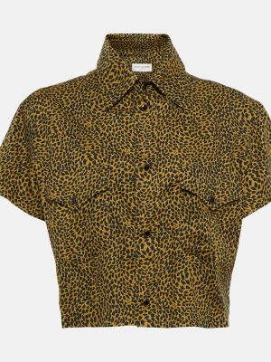Bombažna srajca s potiskom z leopardjim vzorcem Saint Laurent