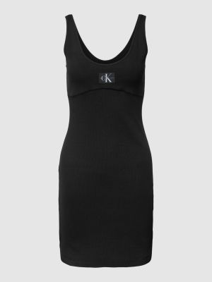 Sukienka mini dopasowana z głębokim dekoltem Calvin Klein Jeans czarna