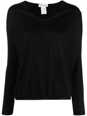 Вълнен пуловер с v-образно деколте Le Tricot Perugia черно