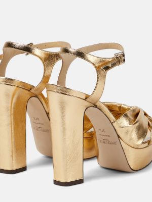 Kožne sandale s platformom Jimmy Choo zlatna