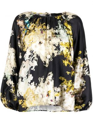 Bluza s cvetličnim vzorcem s potiskom Cynthia Rowley črna