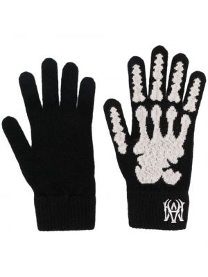 Kašmírové rukavice s výšivkou Amiri černé