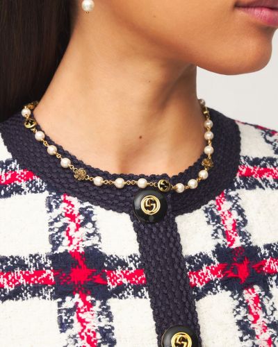 Ogrlica s cvetličnim vzorcem Gucci zlata