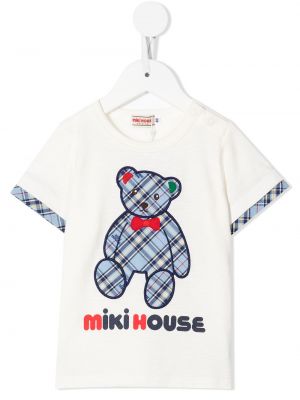 T-shirt con applique Miki House bianco