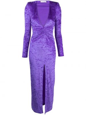 Rochie de cocktail de catifea cu decolteu în v Amen violet