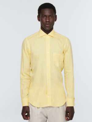 Lněná košile Thom Sweeney žlutá