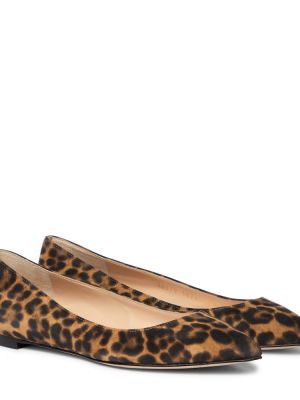 Balerinke s potiskom z leopardjim vzorcem Gianvito Rossi rjava