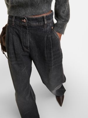Laia lõikega kõrge vöökohaga teksapüksid Brunello Cucinelli must