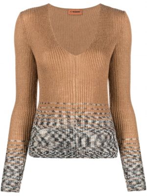 V-hals lang topp Missoni brun