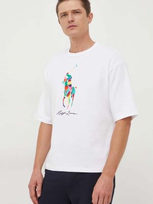 Памучна поло тениска с принт Polo Ralph Lauren бяло