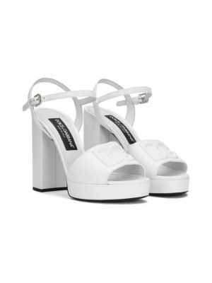 Sandały trekkingowe skórzane na platformie Dolce And Gabbana białe