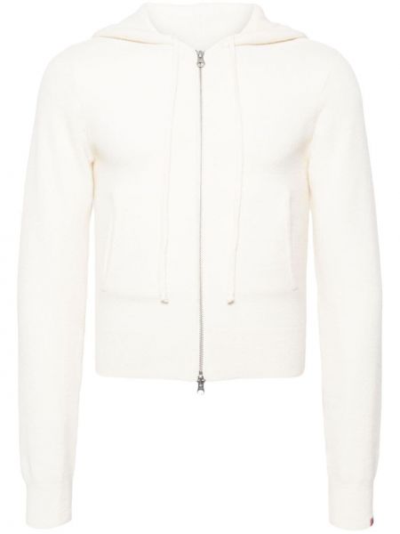 Bluza z kapturem z kaszmiru na zamek Extreme Cashmere biała