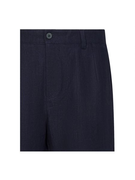 Pantalones cortos de lino de espiga plisados Sease azul