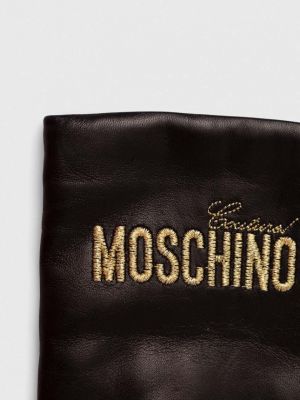 Kožené rukavice Moschino černé