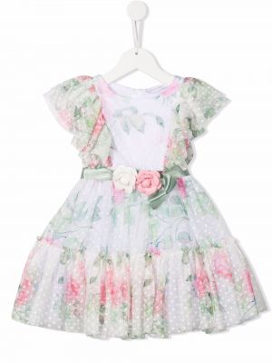 Tyll floral dress for jenter Monnalisa hvit