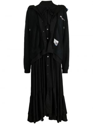 Rochie cu broderie cu glugă Maison Mihara Yasuhiro negru