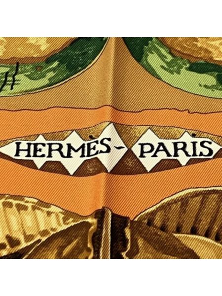 Bufanda de seda retro Hermès Vintage naranja