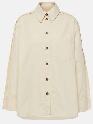 Medvilninė marškiniai oversize Victoria Beckham smėlinė