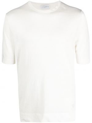 Lněné tričko s kulatým výstřihem Ballantyne bílé