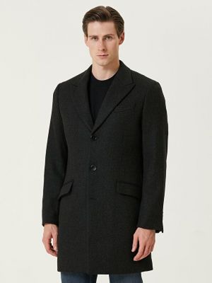 Черное шерстяное пальто manfred AllSaints