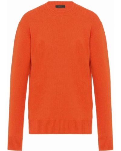 Dzianinowy sweter z kaszmiru Prada pomarańczowy
