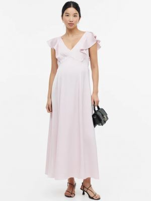 Платье-трапеция с рюшами H&m розовое
