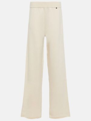 Proste spodnie z kaszmiru relaxed fit Extreme Cashmere białe